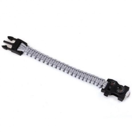 INLIFE EMERGENCY PARACORD OUTDOOR SURVIVAL UTILITY BRACELET (SILVER)
