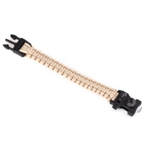 INLIFE EMERGENCY PARACORD OUTDOOR SURVIVAL UTILITY BRACELET (LIGHT BROWN)