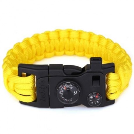 INLIFE EMERGENCY PARACORD OUTDOOR SURVIVAL UTILITY BRACELET (YOLK YELLOW)