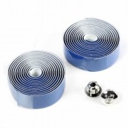 BICYCLE HANDLEBAR TAPE WITH BAR PLUG CARBON FIBER BELT STRAP (BLUE)