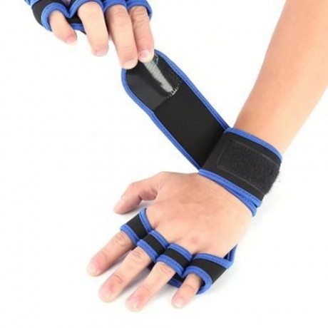 CYCLING SPORT WRIST SUPPORT HALF FINGER GLOVES (BLUE)