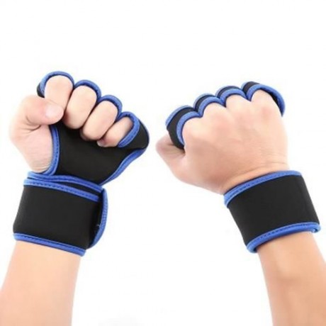 CYCLING SPORT WRIST SUPPORT HALF FINGER GLOVES (BLUE)