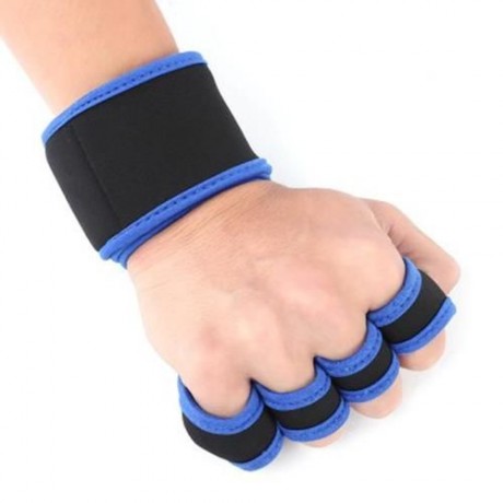 CYCLING SPORT WRIST SUPPORT HALF FINGER GLOVES (BLUE)