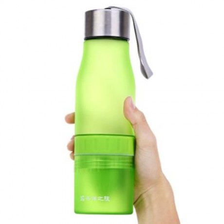 CARGEN PM001 700ML PORTABLE FROSTED PLASTIC LEMON JUICE WATER BOTTLE WITH HAND ROPE (GREEN