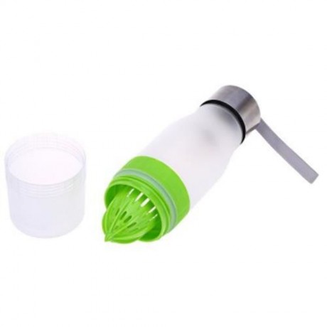 CARGEN PM001 700ML PORTABLE FROSTED PLASTIC LEMON JUICE WATER BOTTLE WITH HAND ROPE (WHITE