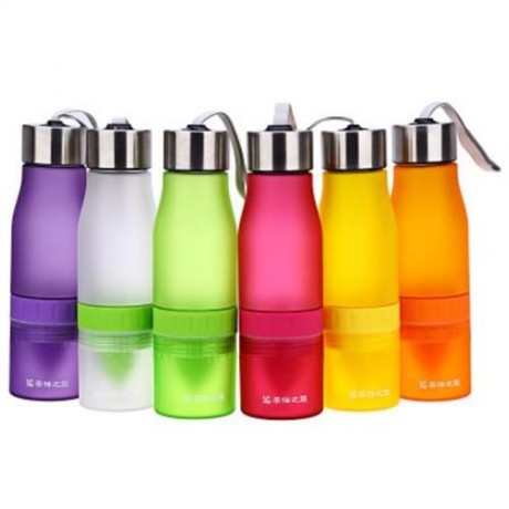 CARGEN PM001 700ML PORTABLE FROSTED PLASTIC LEMON JUICE WATER BOTTLE WITH HAND ROPE (WHITE