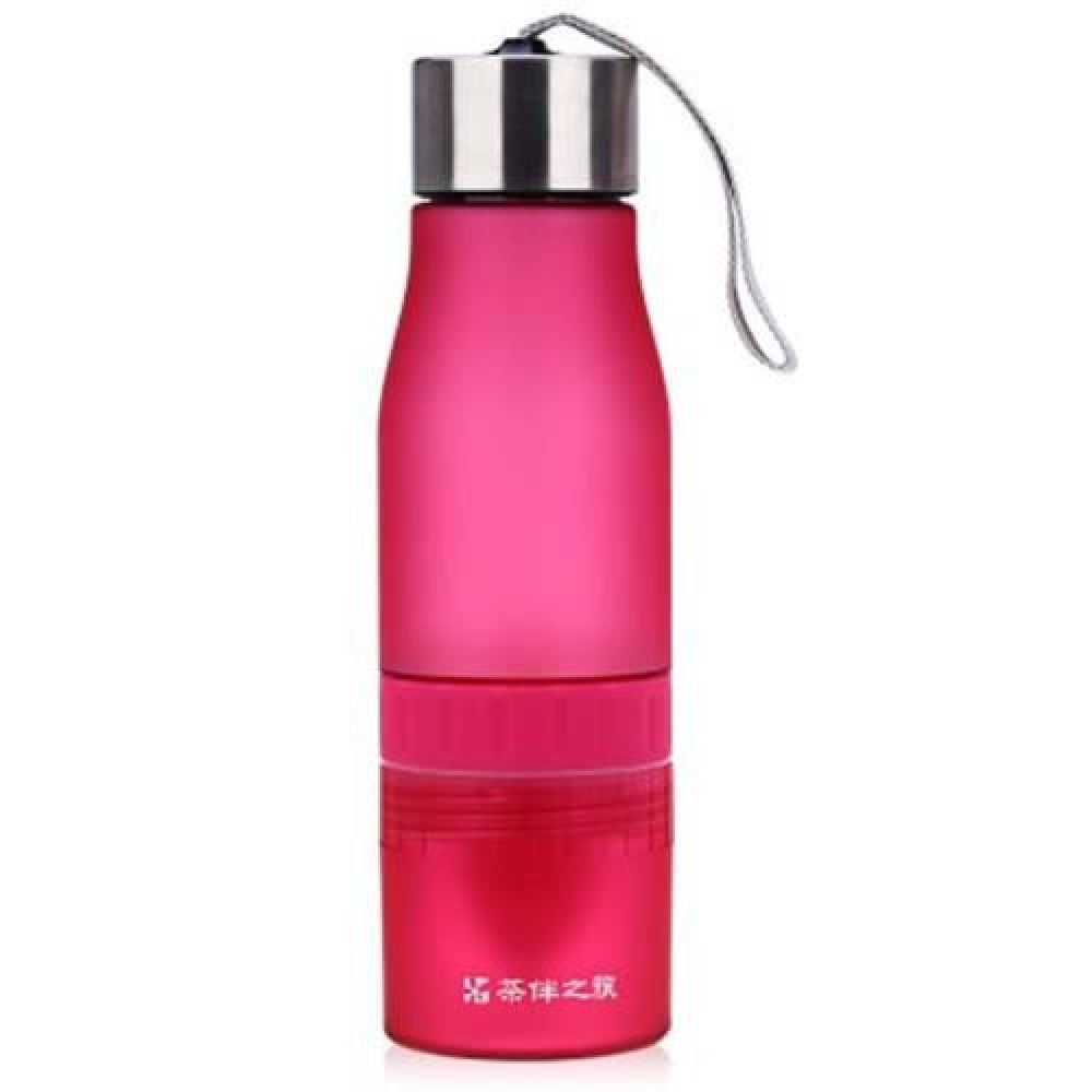 CARGEN PM001 700ML PORTABLE FROSTED PLASTIC LEMON JUICE WATER BOTTLE WITH HAND ROPE (ROSE CARGEN PM001 700ML PORTABLE FROSTED PLASTIC LEMON JUICE WATER BOTTLE WITH HAND ROPE (ROSE