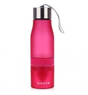 CARGEN PM001 700ML PORTABLE FROSTED PLASTIC LEMON JUICE WATER BOTTLE WITH HAND ROPE (ROSE 