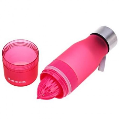 CARGEN PM001 700ML PORTABLE FROSTED PLASTIC LEMON JUICE WATER BOTTLE WITH HAND ROPE (ROSE 