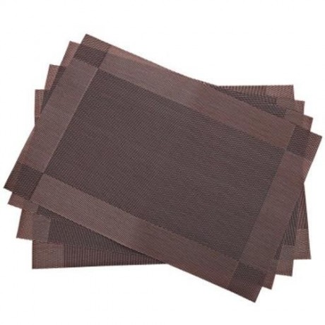 4PCS HEAT INSULATION ANTI-SKID STAIN-RESISTANT SIMPLE STYLE DINING ROOM PVC PLACEMAT (COFF