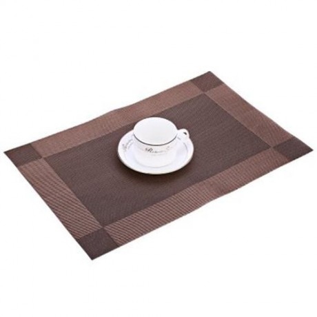 4PCS HEAT INSULATION ANTI-SKID STAIN-RESISTANT SIMPLE STYLE DINING ROOM PVC PLACEMAT (COFF