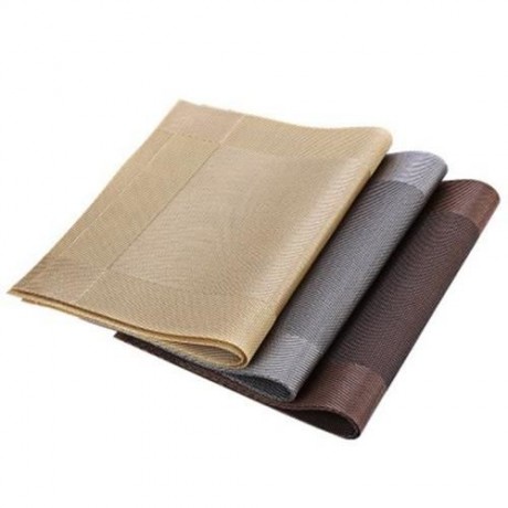 4PCS HEAT INSULATION ANTI-SKID STAIN-RESISTANT SIMPLE STYLE DINING ROOM PVC PLACEMAT (COFF