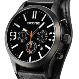 SKONE 9449EG MALE QUARTZ WATCH 24 HOURS SYSTEM STOPWATCH DATE DISPLAY LUMINOUS WRISTWATCH 