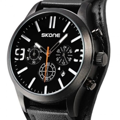 SKONE 9449EG MALE QUARTZ WATCH 24 HOURS SYSTEM STOPWATCH DATE DISPLAY LUMINOUS WRISTWATCH 