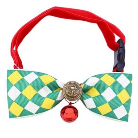 GENTLE LOVELY STYLISH ADJUSTABLE PET CAT DOG RABBIT CLOTH BOWKNOT COLLAR (GREEN)