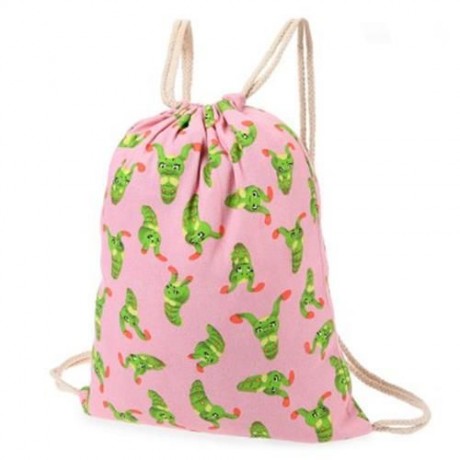 CUTE RETRO CANVAS DRAWSTRING BACKPACK 3D PRINTING GYM BEACH BAG SCHOOL BAG FITNESS TOTE SA