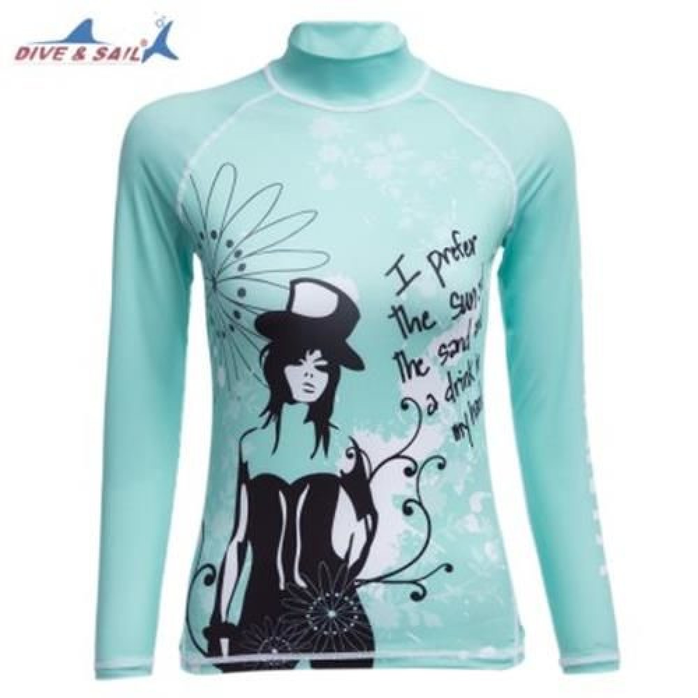 DIVE - SAIL LS - 641 SUN PROTECTION SHIRT RASHGUARD SWIM CLOTH WITH LONG SLEEVES (GREEN)