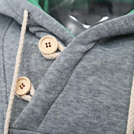 POCKET DESIGN SLIM FIT LONG SLEEVE CASUAL HOODIES FOR MEN (LIGHT GRAY)