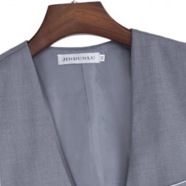 RETRO PURE COLOR V NECK POCKET DECORATION SUIT VEST FOR MALE (GRAY)