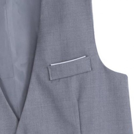 RETRO PURE COLOR V NECK POCKET DECORATION SUIT VEST FOR MALE (GRAY)