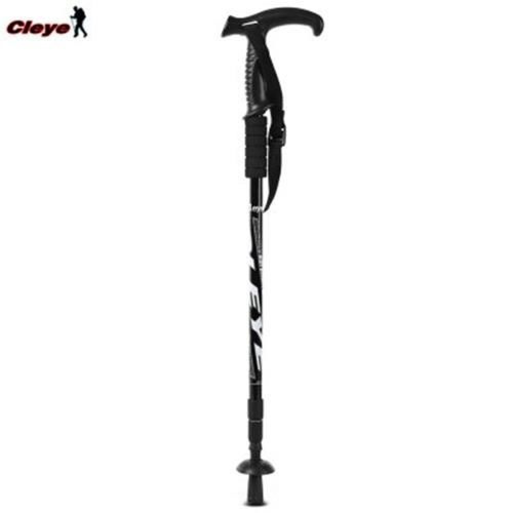 CLEYE ADJUSTABLE WALKING HIKING STICK TREKKING TRAIL POLES CANES (BLACK)