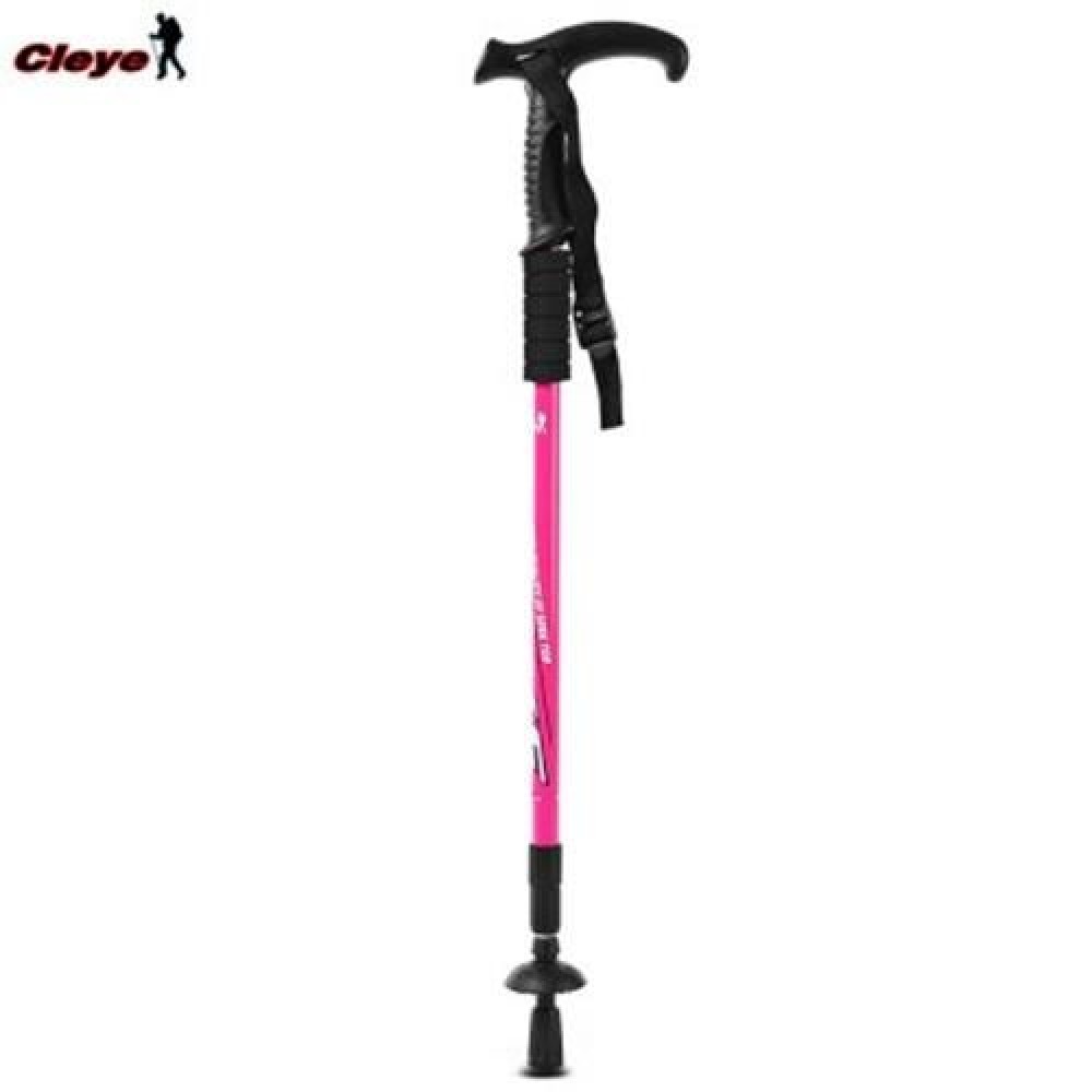 CLEYE ADJUSTABLE WALKING HIKING STICK TREKKING TRAIL POLES CANES (PINK)