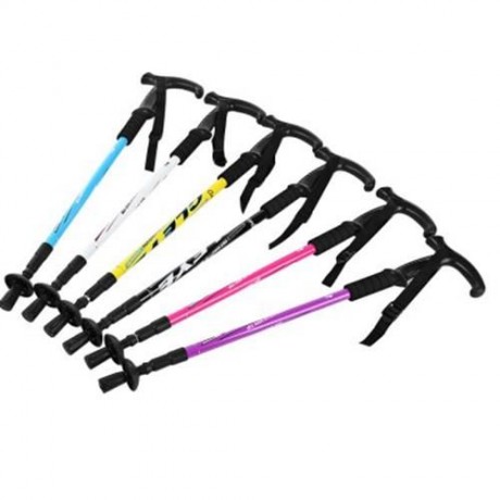 CLEYE ADJUSTABLE WALKING HIKING STICK TREKKING TRAIL POLES CANES (PINK)