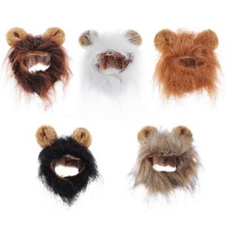 FASHION CAT WIG COLLAR FUNNY LION PET COSPLAY HAIRPIECE WITH EAR (BLACK)
