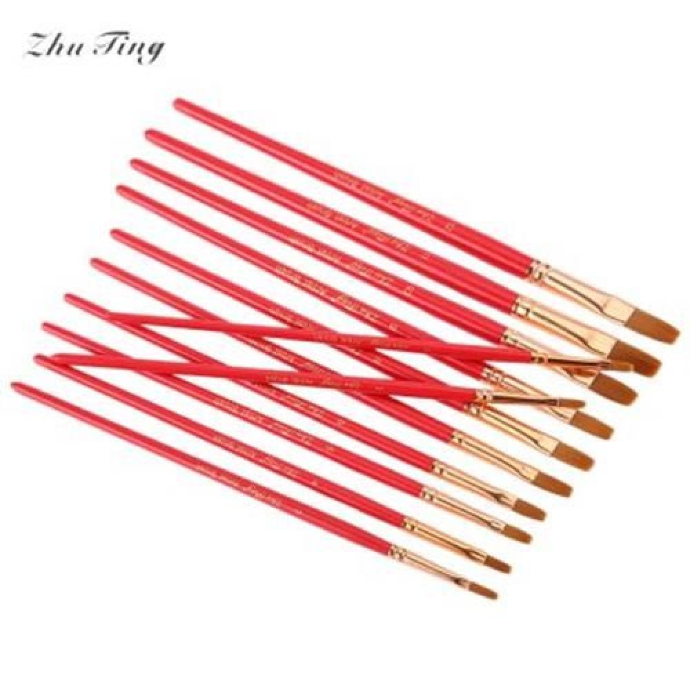 ZHUTING 12PCS 4 COLORS NYLON WOOL EVEN ACRYLIC LINER PAINTING NAIL ART TOOL DRAWING BRUSH 