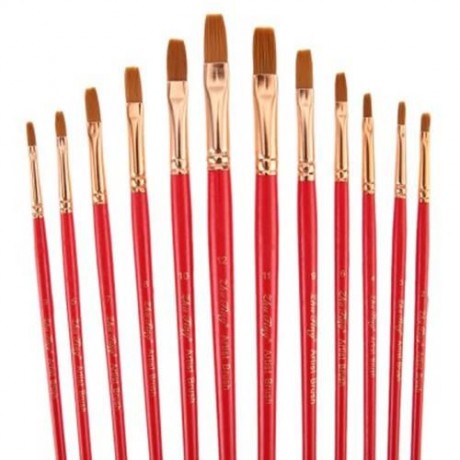 ZHUTING 12PCS 4 COLORS NYLON WOOL EVEN ACRYLIC LINER PAINTING NAIL ART TOOL DRAWING BRUSH 