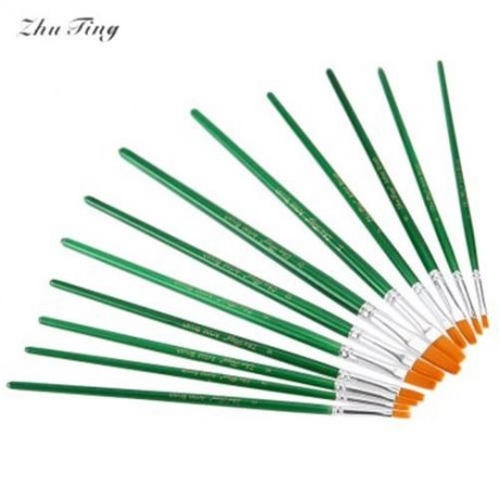 ZHUTING 12PCS EVEN NYLON WOOL ACRYLIC LINER PAINTING NAIL ART TOOL DRAWING BRUSH PEN (GREE