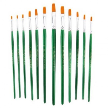 ZHUTING 12PCS EVEN NYLON WOOL ACRYLIC LINER PAINTING NAIL ART TOOL DRAWING BRUSH PEN (GREE