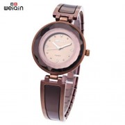 WEIQIN W4673 WOMEN QUARTZ WATCH STEREO GLASS MIRROR ARTIFICIAL DIAMOND DIAL STAINLESS STEE