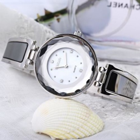 WEIQIN W4673 WOMEN QUARTZ WATCH STEREO GLASS MIRROR ARTIFICIAL DIAMOND DIAL STAINLESS STEE
