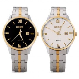 WEIQIN W00109BG MEN QUARTZ WATCH DATE DISPLAY STAINLESS STEEL STRAP 3ATM WRISTWATCH (WHITE