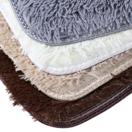 40 X 60CM SOFT SHAGGY BATHROOM BEDROOM ANTI-SLIP BATH MAT (OFF-WHITE)