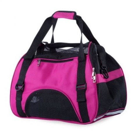 PET DOG CAT OUTDOOR CARRIER TRAVEL TOTE SINGLE SHOULDER BAG BREATHABLE MESH HANDBAG (ROSE 