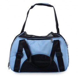 PET DOG CAT OUTDOOR CARRIER TRAVEL TOTE SINGLE SHOULDER BAG BREATHABLE MESH HANDBAG (BLUE)
