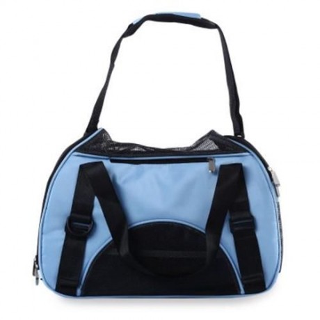 PET DOG CAT OUTDOOR CARRIER TRAVEL TOTE SINGLE SHOULDER BAG BREATHABLE MESH HANDBAG (BLUE)