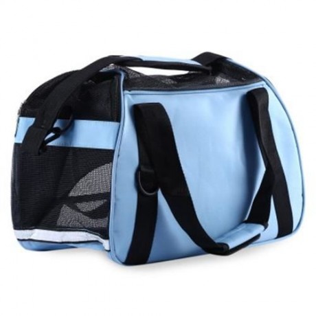 PET DOG CAT OUTDOOR CARRIER TRAVEL TOTE SINGLE SHOULDER BAG BREATHABLE MESH HANDBAG (BLUE)
