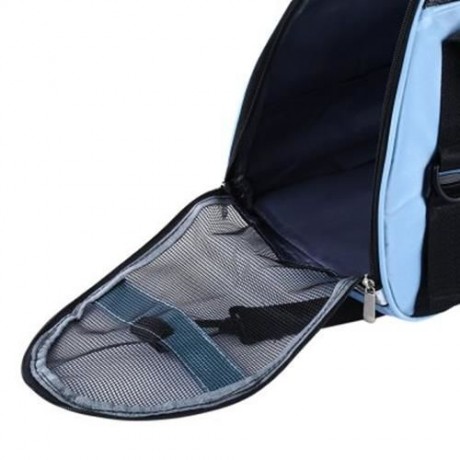 PET DOG CAT OUTDOOR CARRIER TRAVEL TOTE SINGLE SHOULDER BAG BREATHABLE MESH HANDBAG (BLUE)
