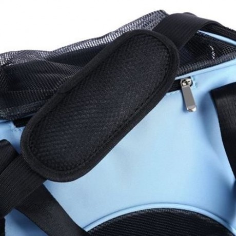 PET DOG CAT OUTDOOR CARRIER TRAVEL TOTE SINGLE SHOULDER BAG BREATHABLE MESH HANDBAG (BLUE)