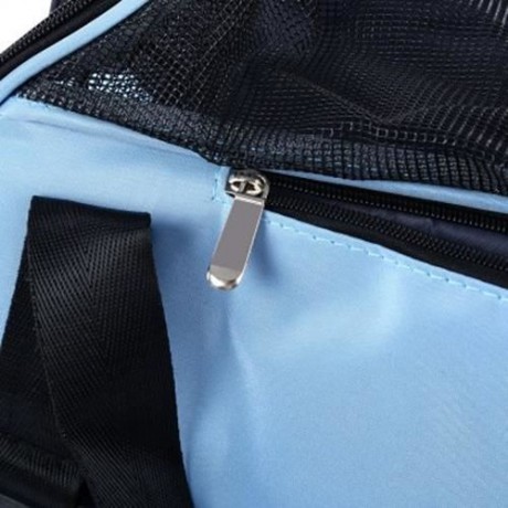 PET DOG CAT OUTDOOR CARRIER TRAVEL TOTE SINGLE SHOULDER BAG BREATHABLE MESH HANDBAG (BLUE)