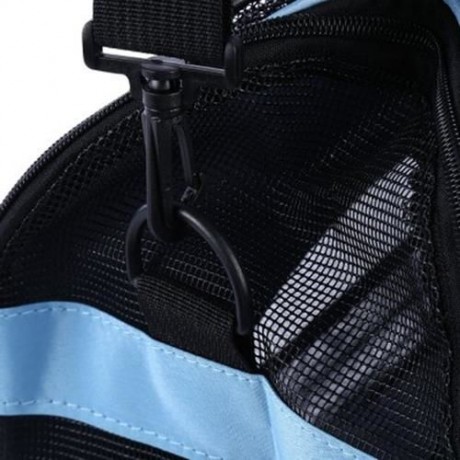 PET DOG CAT OUTDOOR CARRIER TRAVEL TOTE SINGLE SHOULDER BAG BREATHABLE MESH HANDBAG (BLUE)
