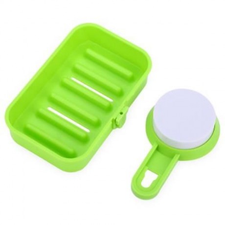 CREATIVE BATH WASH SUCTION CHUCK SOAP BOX DISH HOLDER (GREEN)