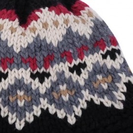 VINTAGE JACQUARD PATTERN COLOR MIXING KNITTED HAT FOR LADIES (BLACK)