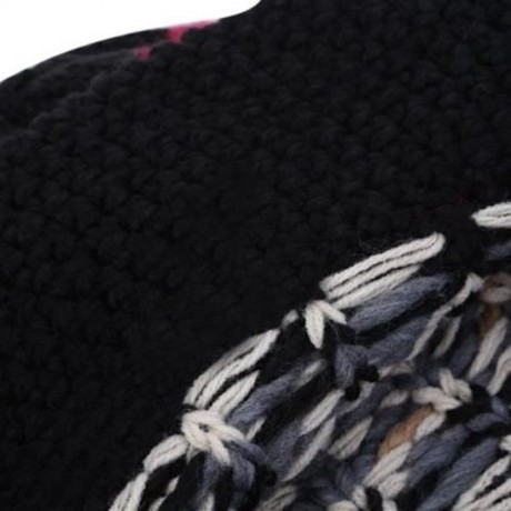VINTAGE JACQUARD PATTERN COLOR MIXING KNITTED HAT FOR LADIES (BLACK)