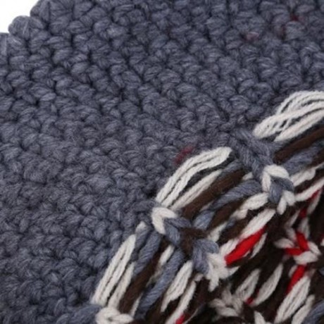 VINTAGE JACQUARD PATTERN COLOR MIXING KNITTED HAT FOR LADIES (GRAY)