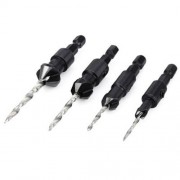 4PCS 4MM - 10MM WOOD DRILL BIT QUICK CHANGE TOOL HEXAGONAL REAMER (BLACK)