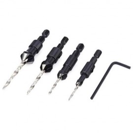 4PCS 4MM - 10MM WOOD DRILL BIT QUICK CHANGE TOOL HEXAGONAL REAMER (BLACK)